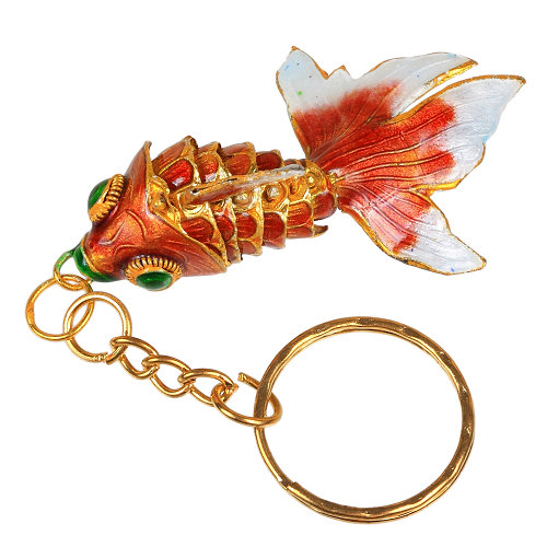 Goldfisch, Golden Fish, Cloisonne Emaille, 4456 - rot/gold 6cm